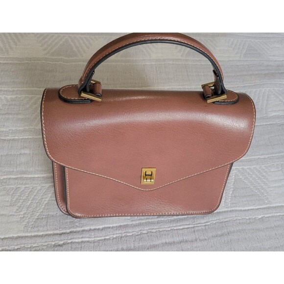Structured Satchel Crossbody Bag Brown Faux/Vegan Leather - Picture 2 of 9